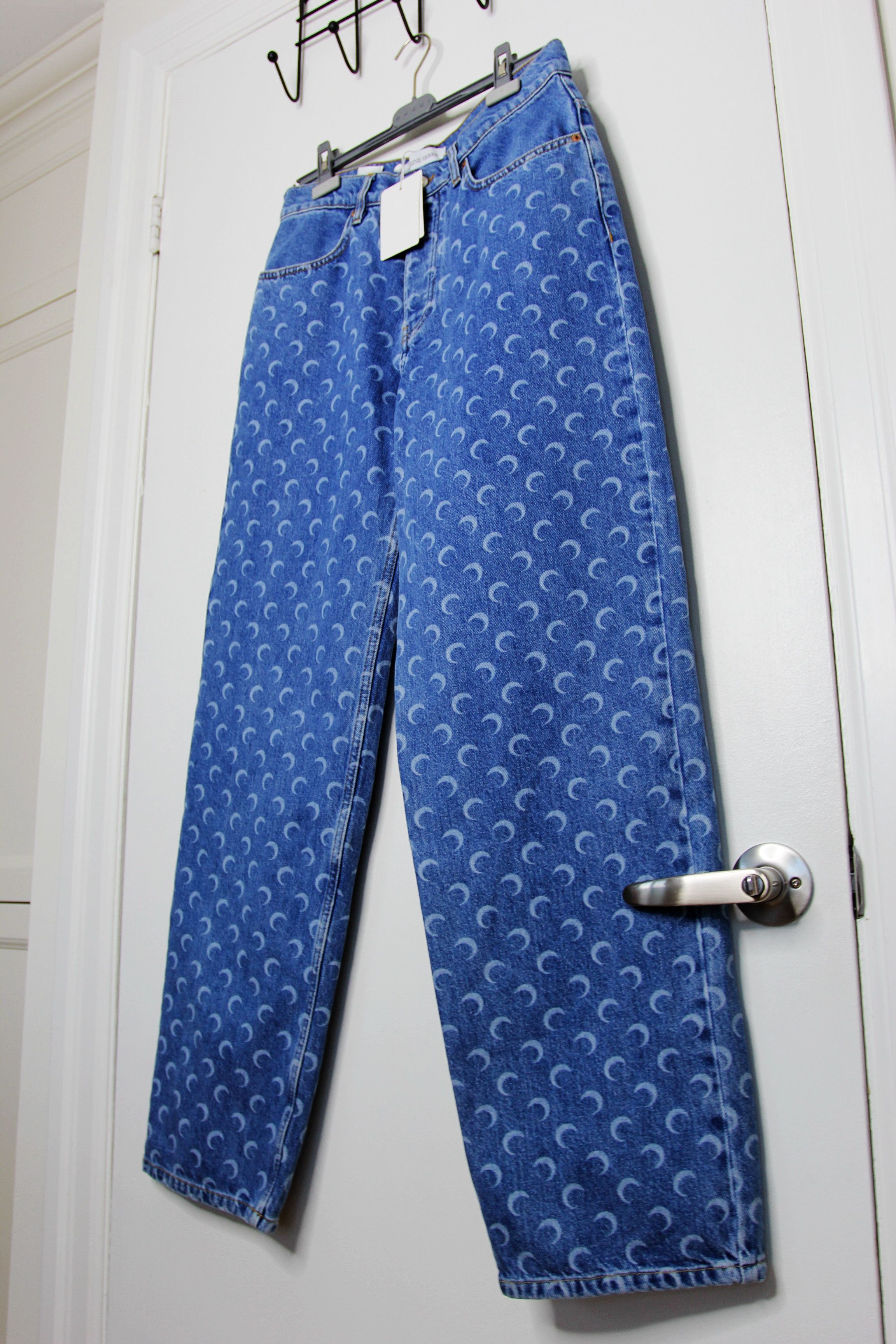 Marine Serre BNWT AW25 MARINE SERRE MOON LASER WASH DENIM BAGGY JEANS 48 Size US 32 / EU 48 - 5 Thumbnail