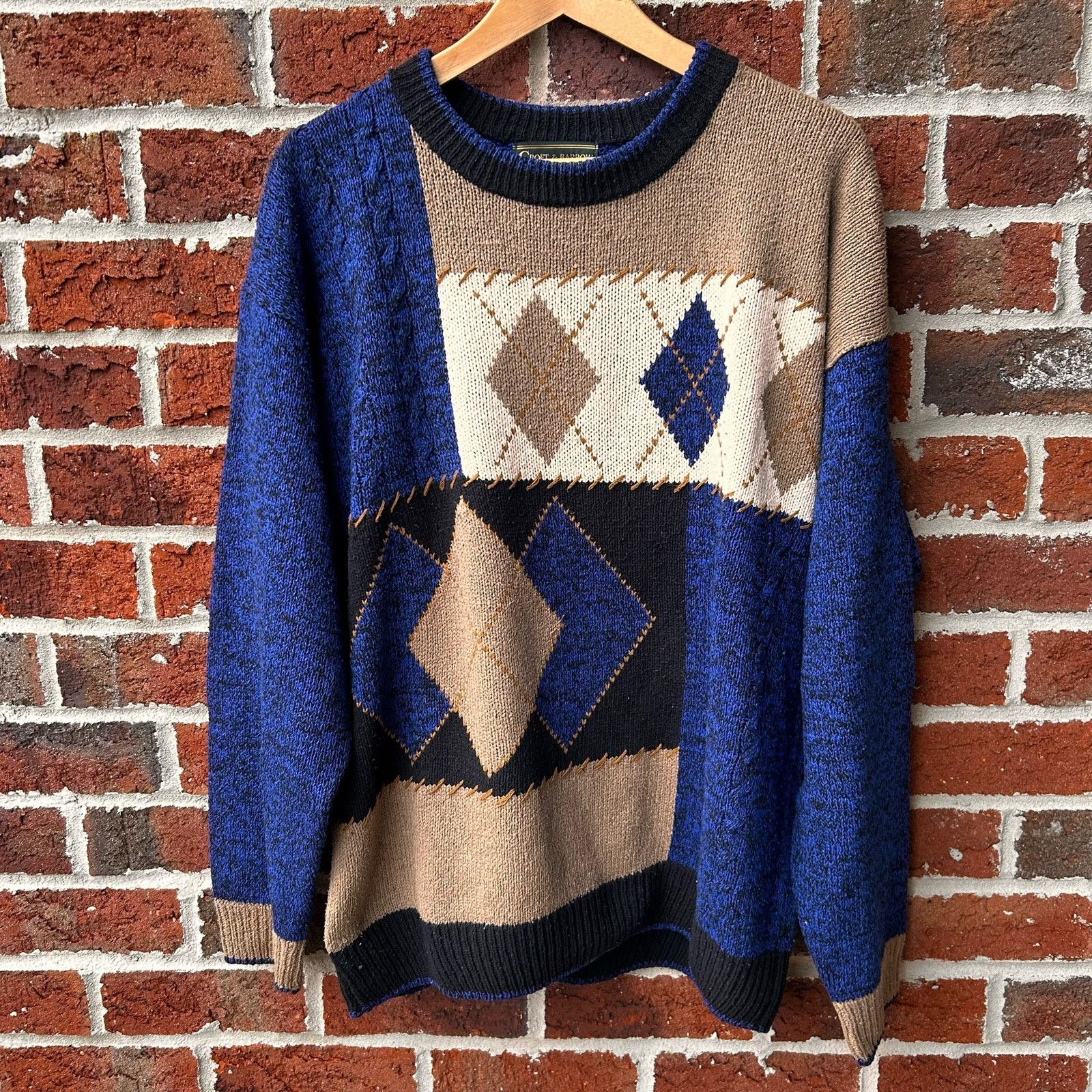 Croft & Barrow Vintage Knitted Argyle Grandpa Sweater Size Large Size US L / EU 52-54 / 3 - 1 Thumbnail