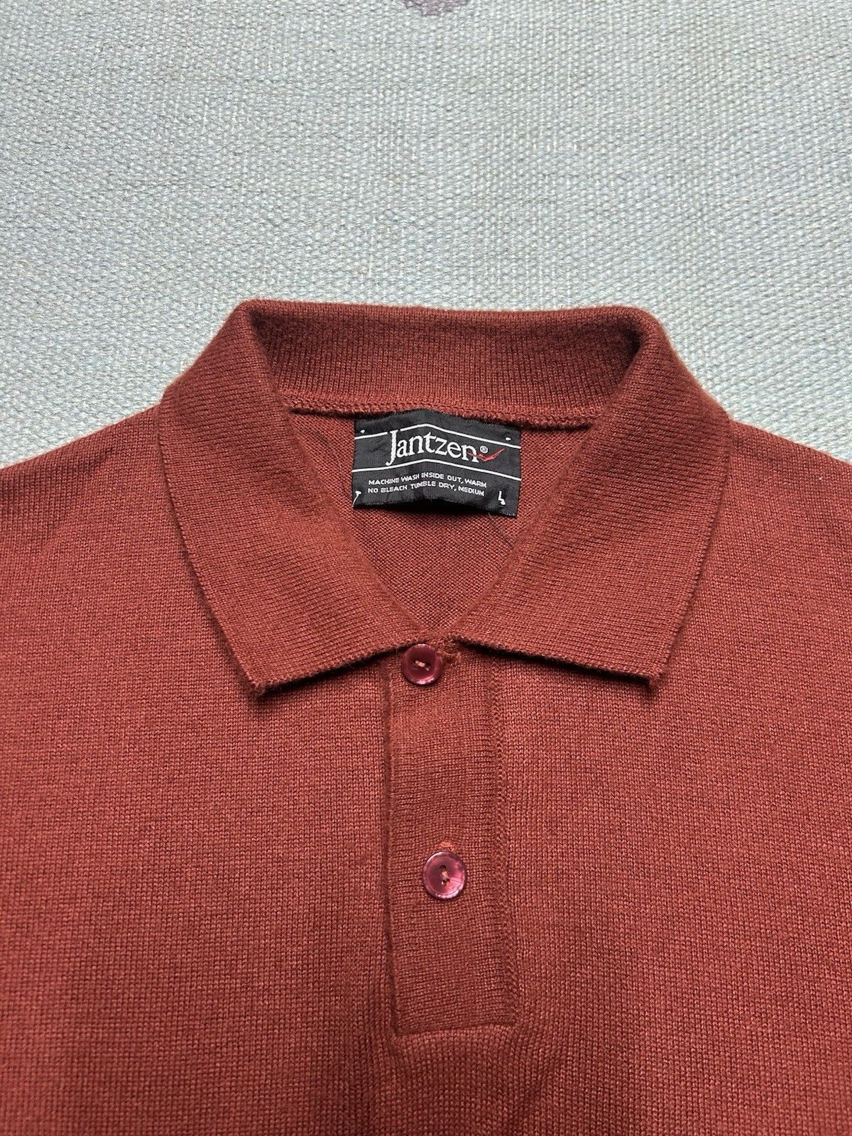Vintage Vintage polo shirt jantzen acrylic knit burnt orange large Size US L / EU 52-54 / 3 - 3 Thumbnail