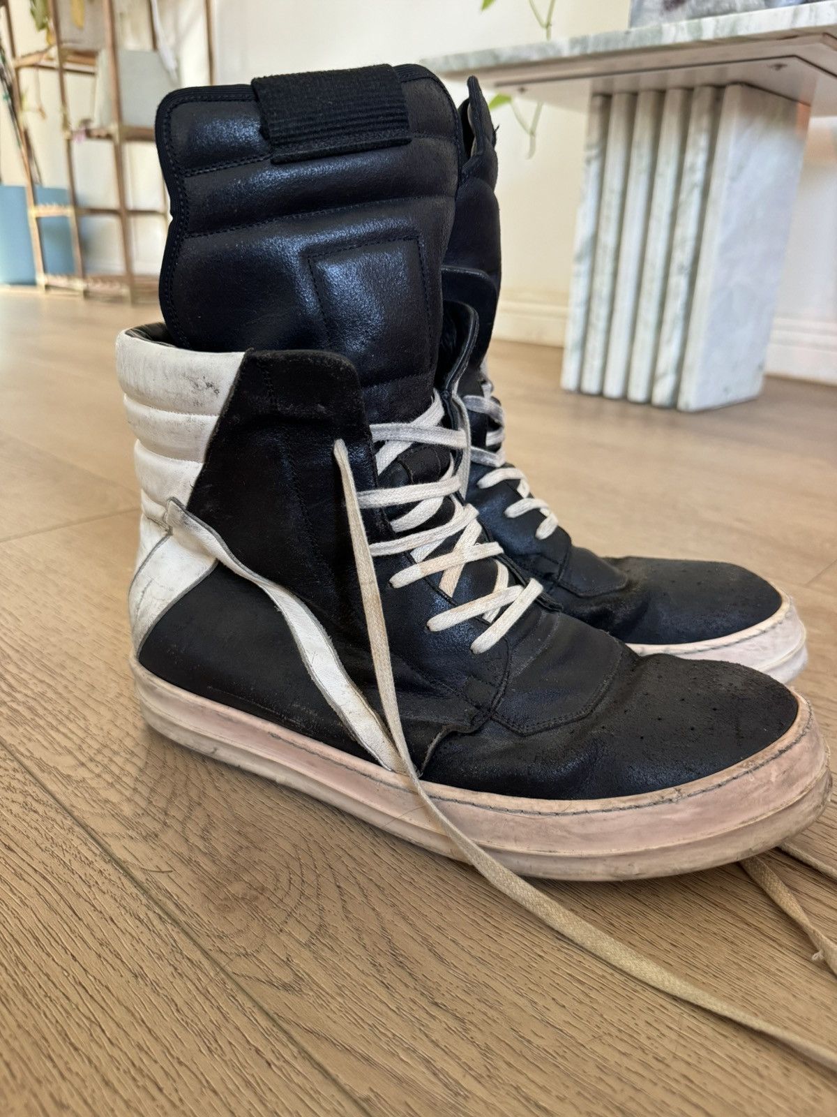 Rick Owens Rick Owens Triple Black Blistered Leather Geobasket 