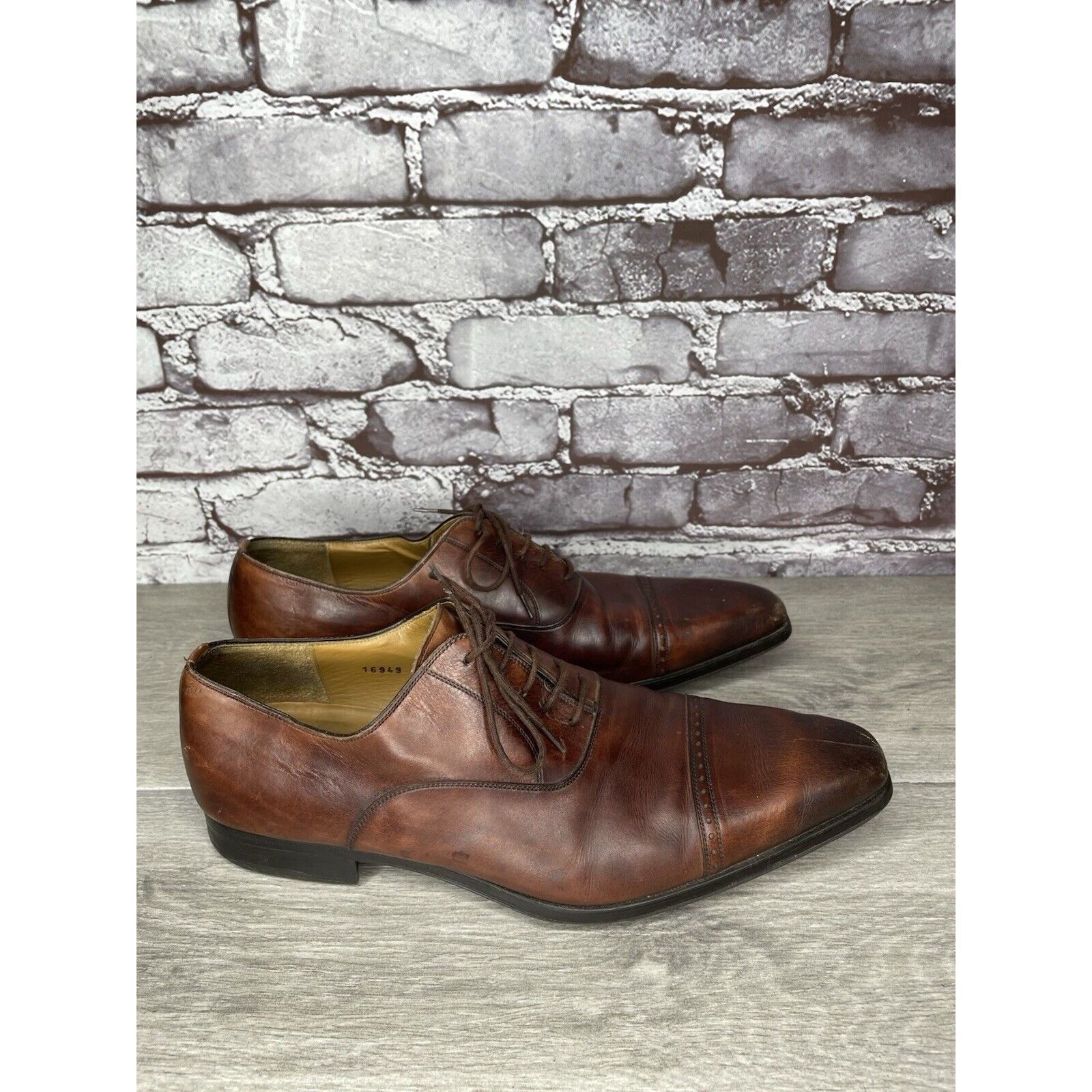 Magnanni Neiman Marcus Brown Leather Cap Toe Oxfords Shoes M