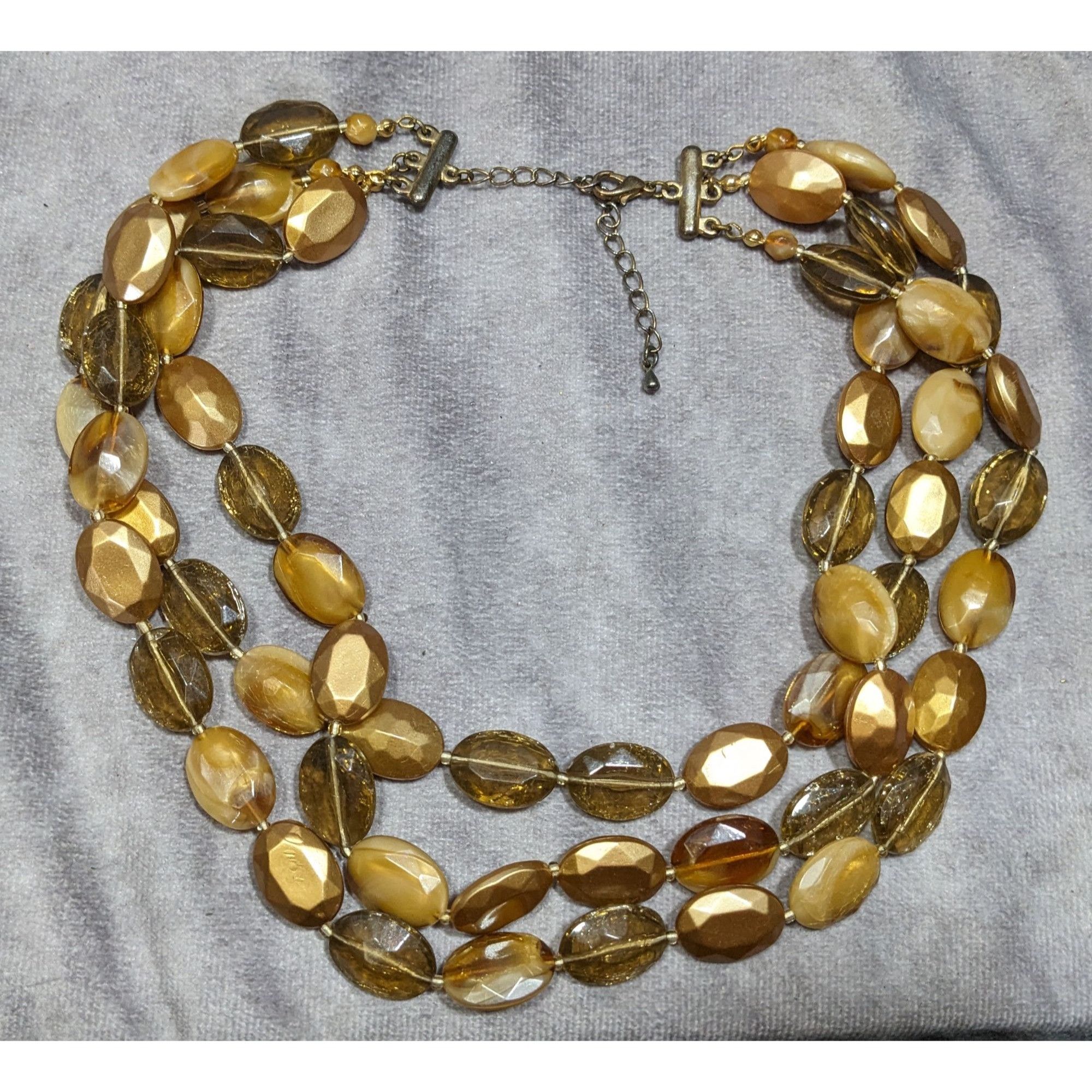 Other Vintage Gold Tone Metallic And Glitter Acrylic Beaded Neckal Size ONE SIZE - 5 Thumbnail