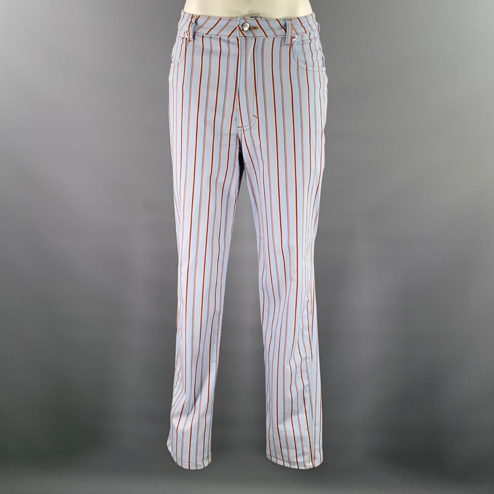 Eckhaus Latta ECKHAUS LATTA Size 30 Light Blue Cotton Blend Stripe Pants Size US 30 / EU 46 - 1 Thumbnail