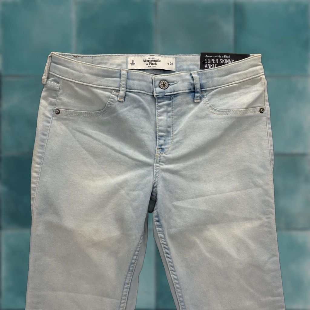 Abercrombie & Fitch Abercrombie & Fitch Super Skinny Ankle Jeans Womens 8 Light Wash Blue Mid Rise Stretch Denim Pockets Size 30" / US 8 / IT 44 - 1 Thumbnail