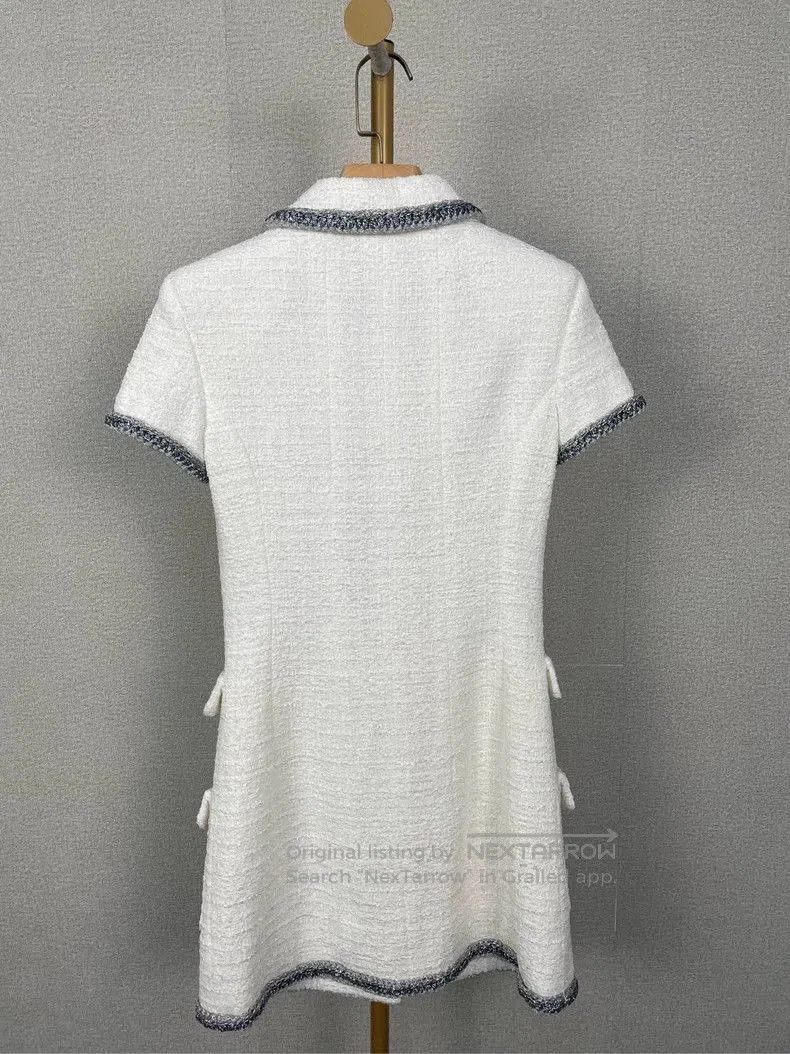Chanel Chanel White Silver Thread Dress 34. Size US 34 / EU 50 - 2 Thumbnail