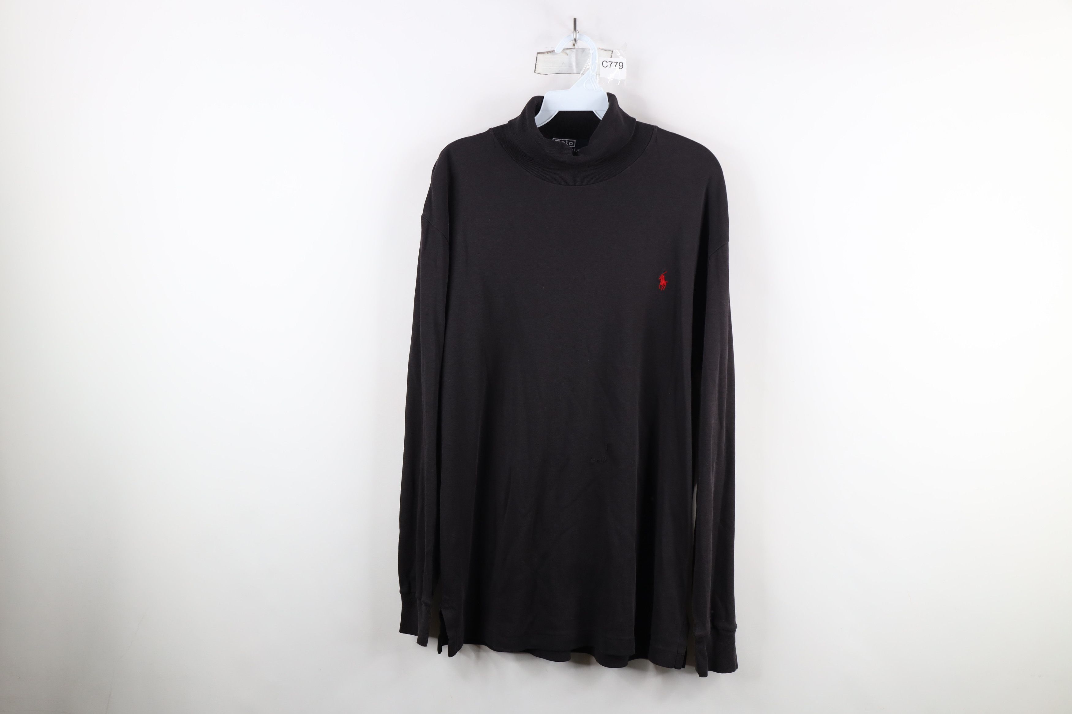 Vintage 90s Ralph Lauren Turtleneck T-Shirt Black USA