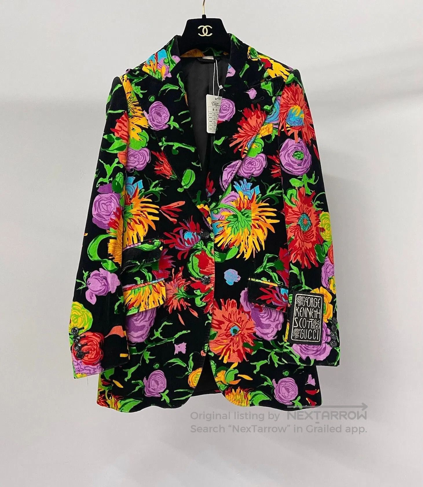 Gucci Gucci Printed Black Velvet Blazer. Size S / US 4 / IT 40 - 1 Thumbnail