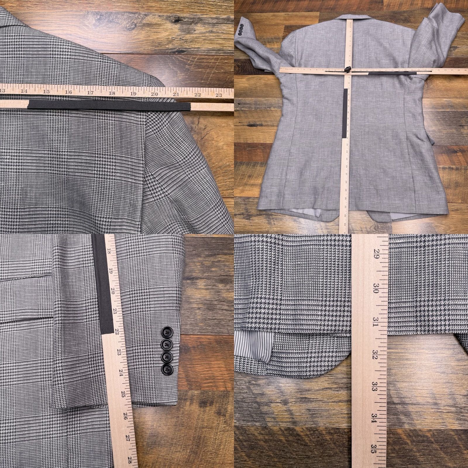 Jos. A. Bank Jos. A. Bank Blazer 44R Gray Linen Wool Houndstooth Plaid Sport Coat Men Regular Blazer/Coat Notch Lining Acetate Plaid Vintage? No Size 44R - 9 Thumbnail