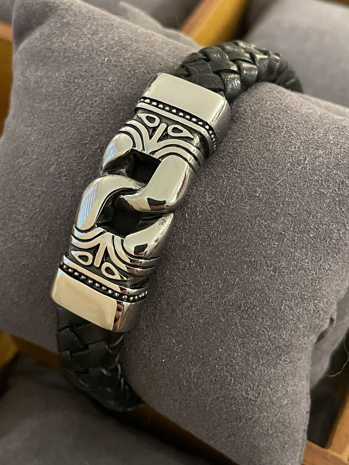 Other Gold Stainless Steel and Leather Bracelet Size ONE SIZE - 1 Thumbnail