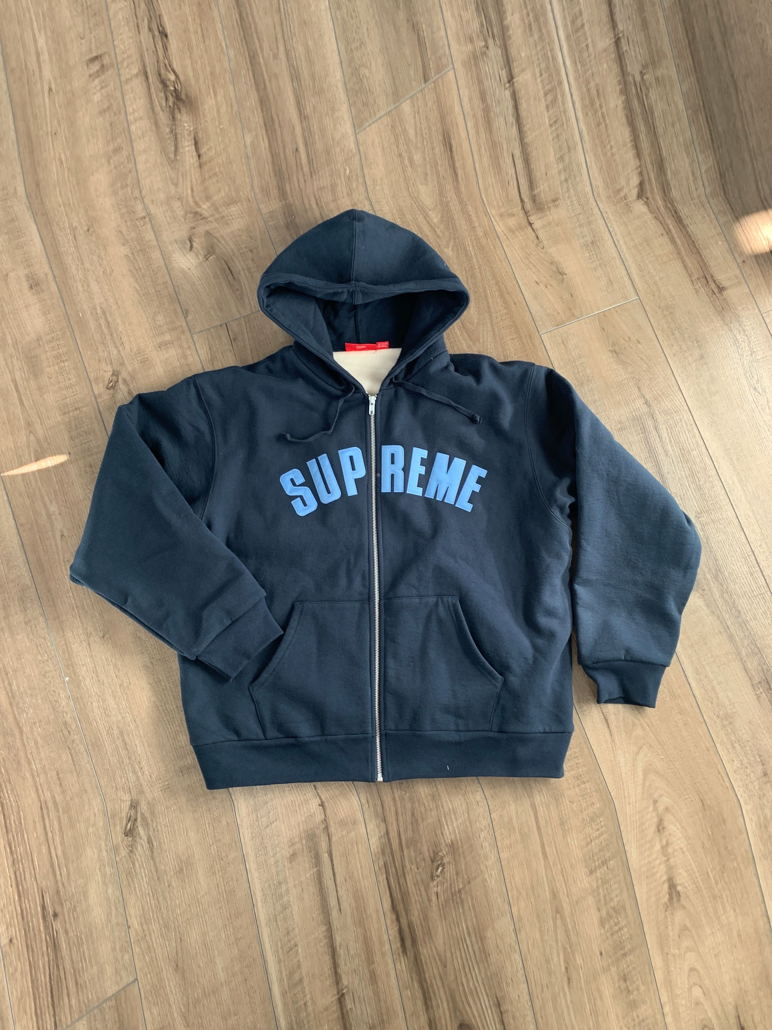 Supreme Supreme Pilled Zip Up Hooded Sweatshirt (Blue) | Grailed