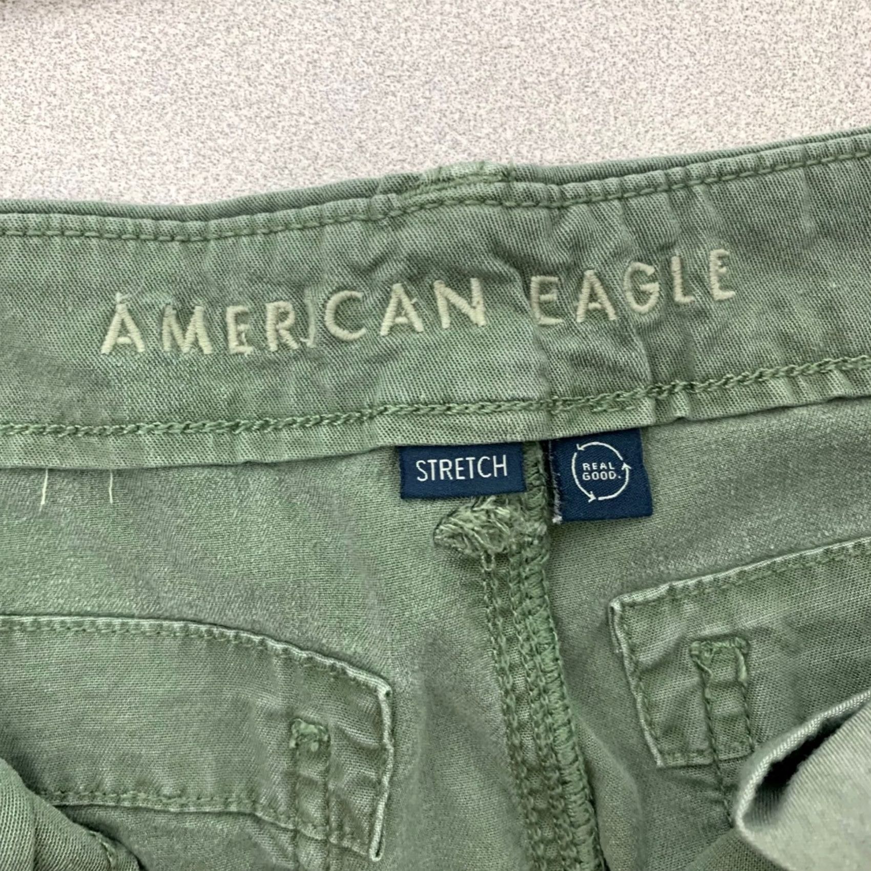Vintage American Eagle Cargo Pants Womens 2 Olive Green Wide Leg Stretch Utility Size 26" / US 2 / IT 38 - 4 Thumbnail