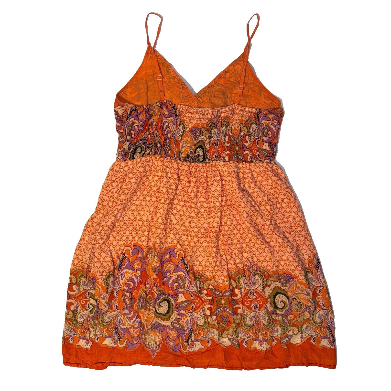 Other Magic Y2K Orange Paisley Sun Dress 1X Studded Sphagetti Stra Size L / US 10 / IT 46 - 6 Thumbnail