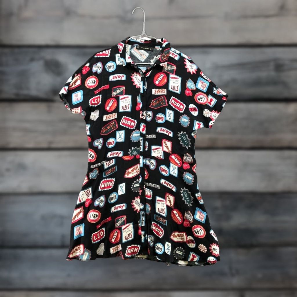 Zara ZARA Shirt Dress Womens S Multicolor Printed Mini Button Collared Short Sleeve Rayon Viscose Casual Size S / US 4 / IT 40 - 1 Thumbnail