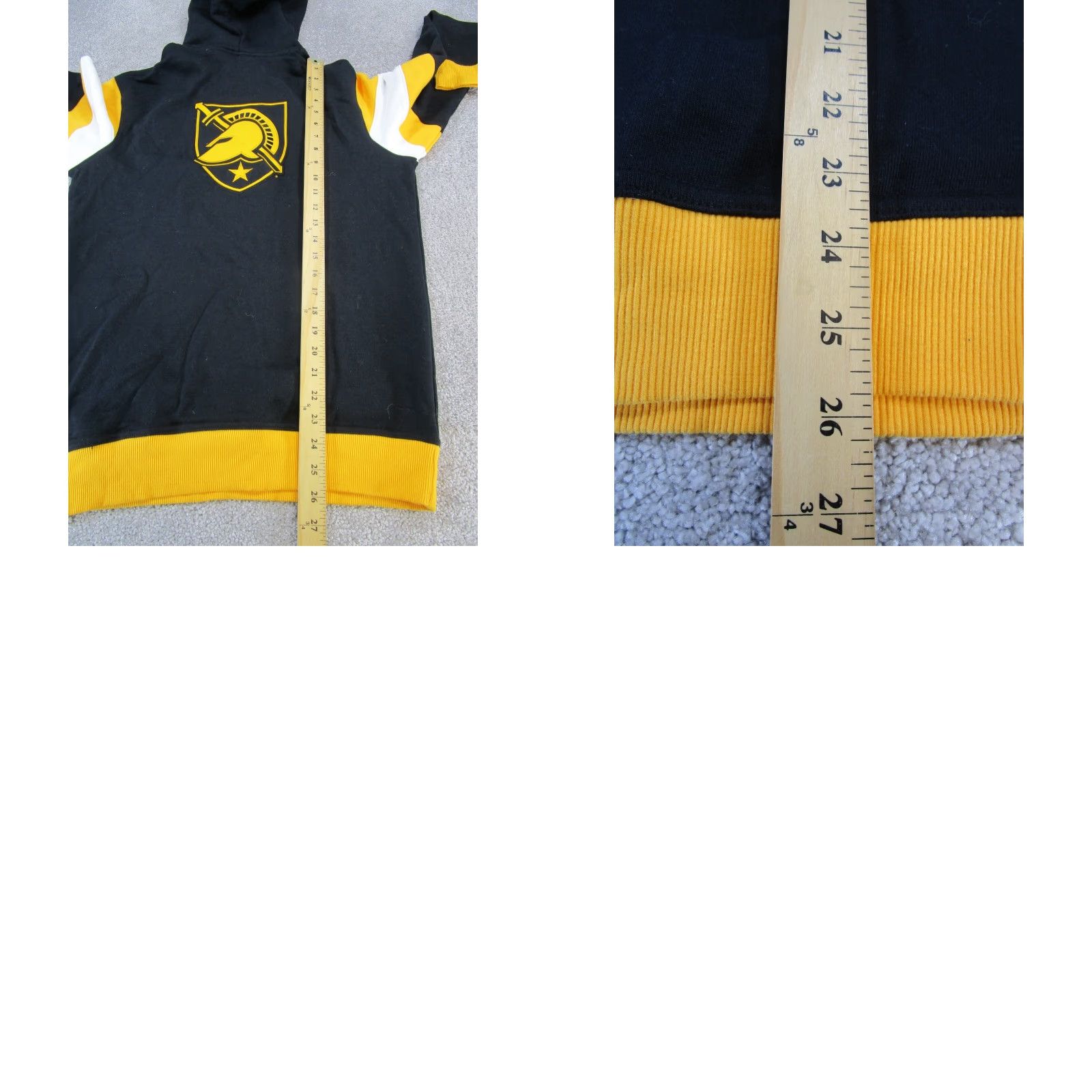 CHAMPION Solid Hoodie Mens Small Black Yellow US Military Academy