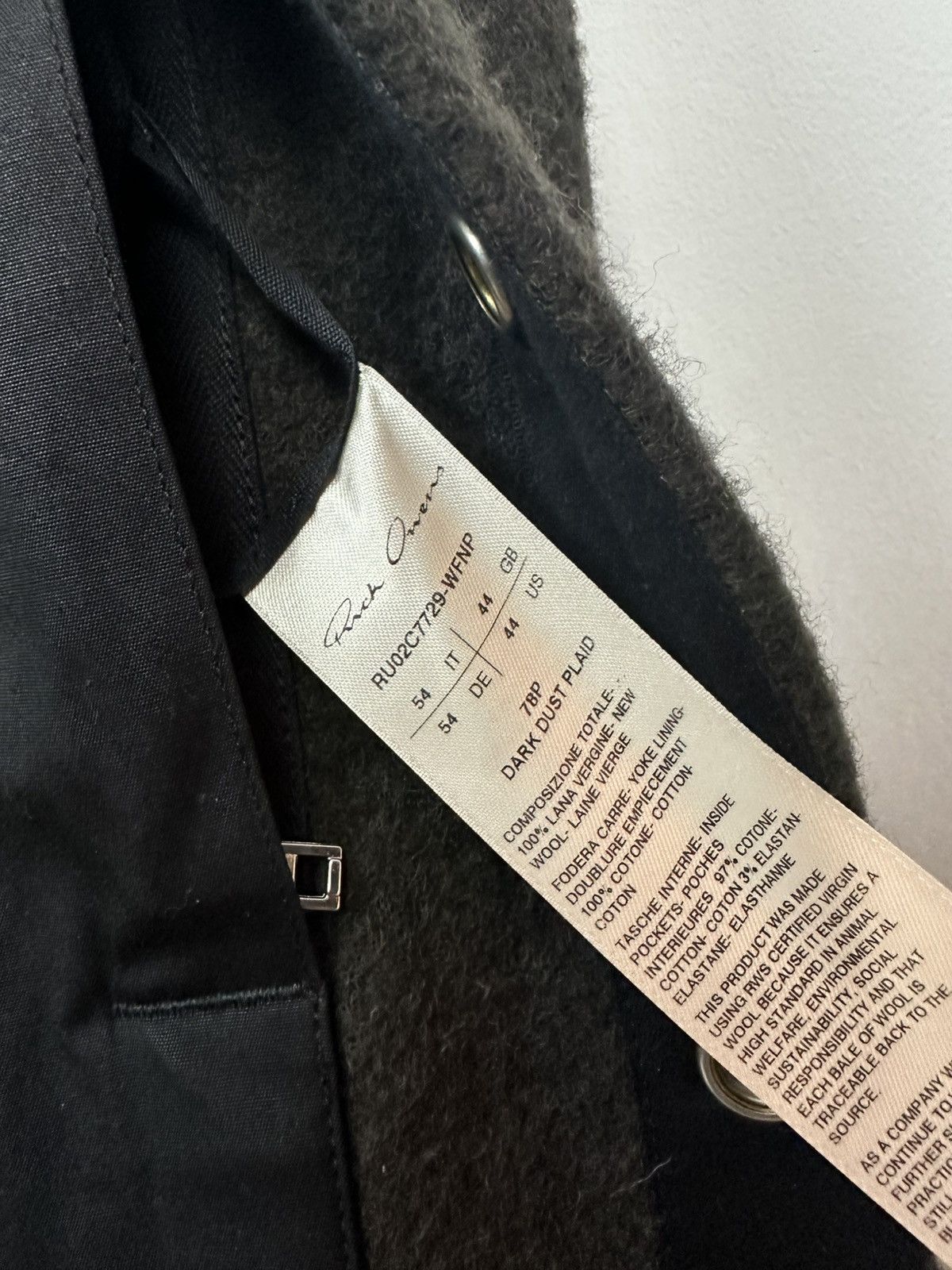 Rick Owens FW23 ‘LUXOR’ Dark Dust Plaid Wool Overshirt Size US L / EU 52-54 / 3 - 7 Thumbnail