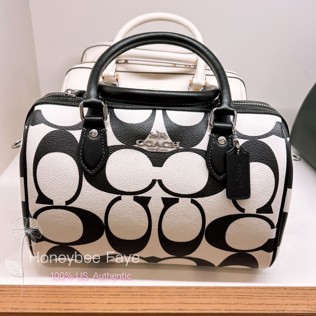 image of Coach Rowan Satchel In Signature Canvas Cp089 in Black, Women's