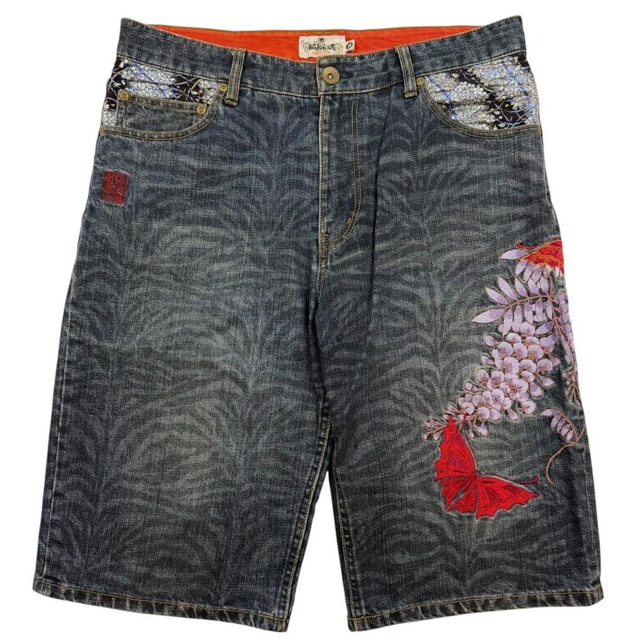 Karakuri Tamashii Karakuri Tamashii Embroidered Floral Japanese Shorts W 35 Size US 35 - 1 Thumbnail
