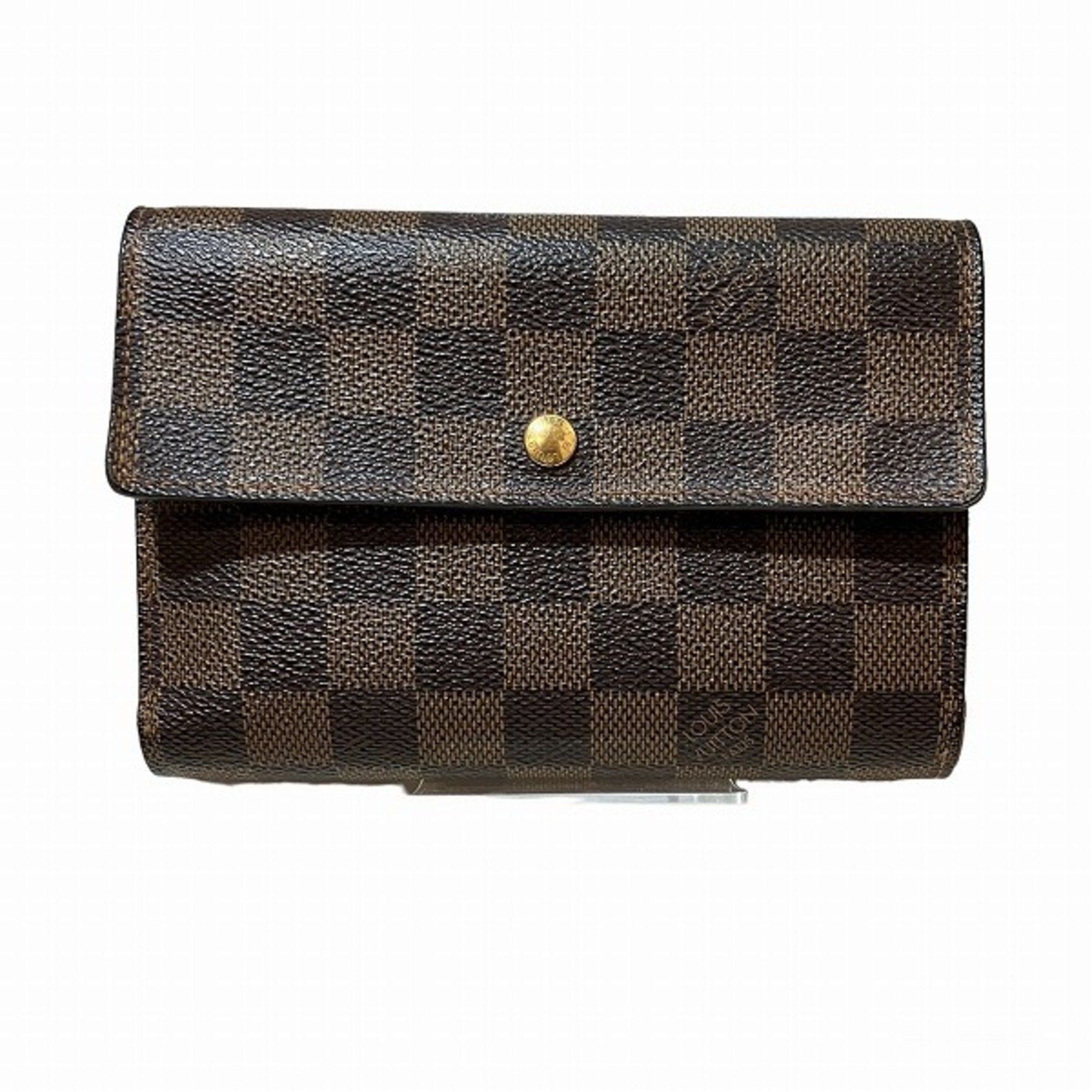 image of Louis Vuitton Damier Porte Tresor Etuy Papier N61202 Wallet Trifold Women's in Brown