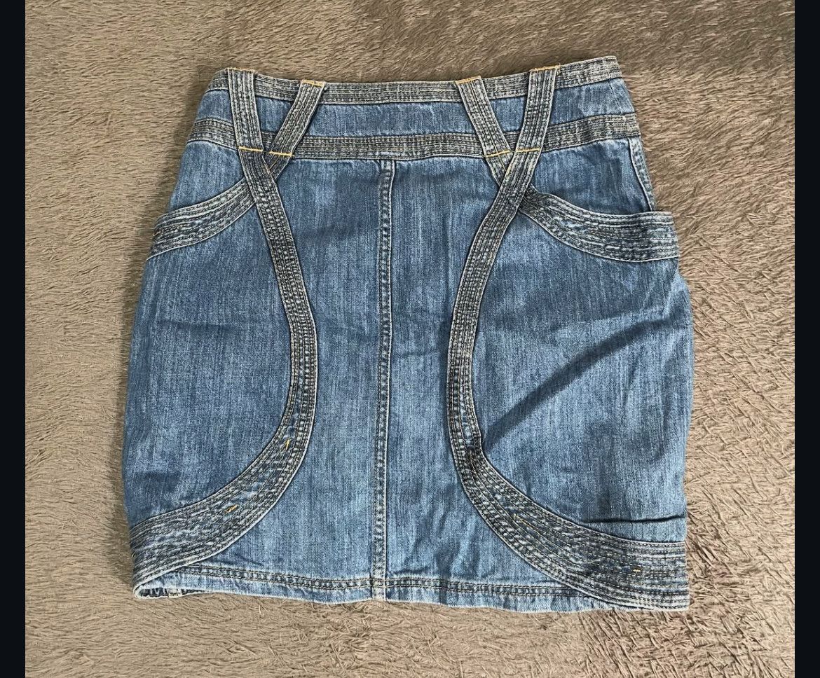 Issey Miyake 2000s Tsumori Chisato Denim Jeans Mini Skirt y2k Size 30" / US 8 / IT 44 - 2 Thumbnail