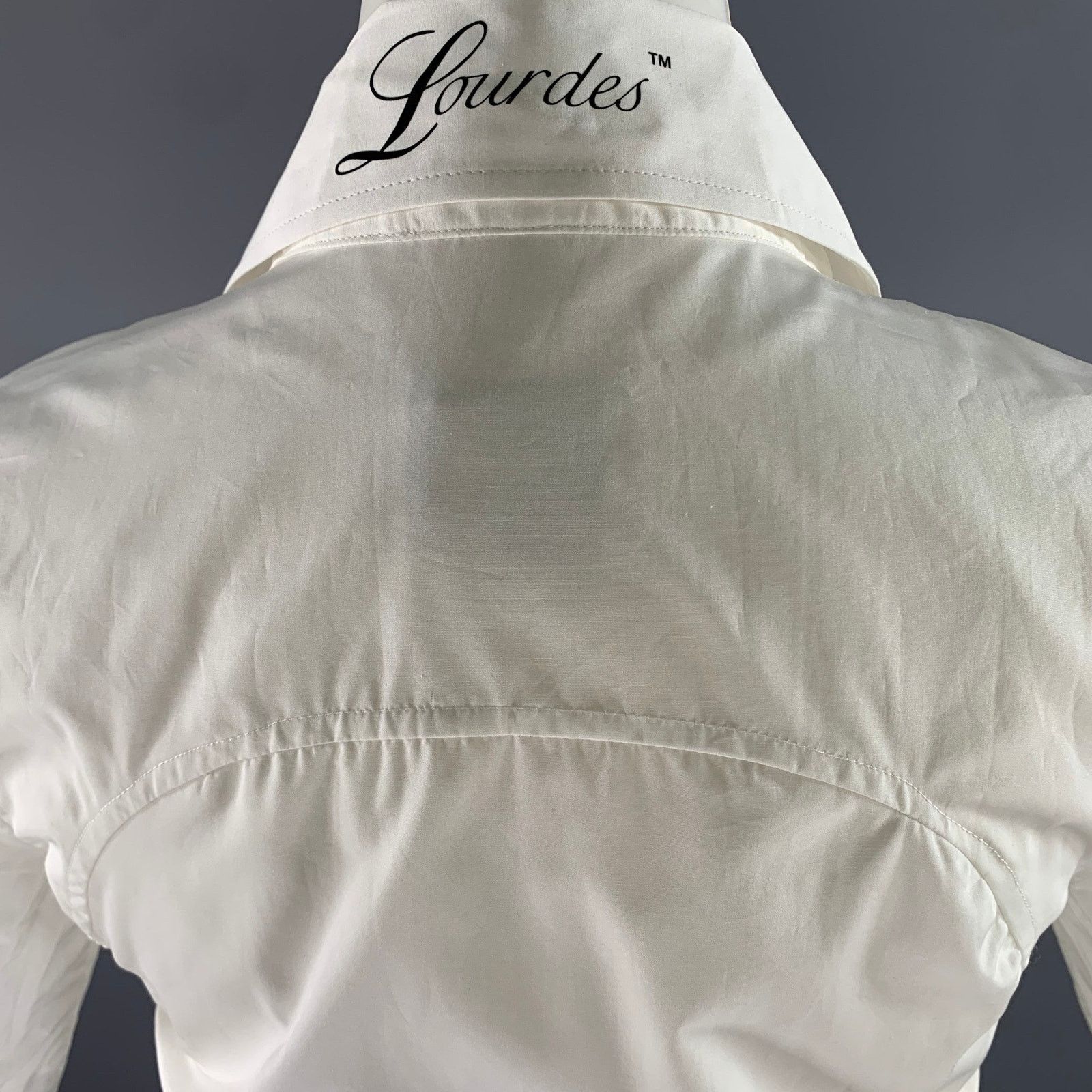 Lourdes LOURDES Size S White Cotton Button Up Knee-Length Dress Size S / US 4 / IT 40 - 5 Thumbnail