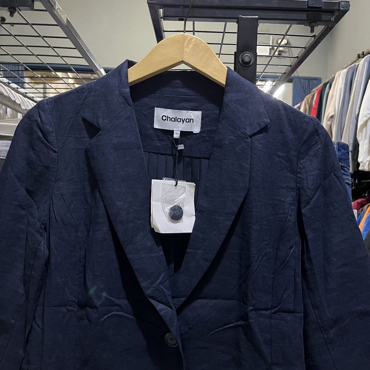 Hussein Chalayan Chalayan Navy Pleated Back Blazer – BNWT Size M / US 6-8 / IT 42-44 - 2 Thumbnail