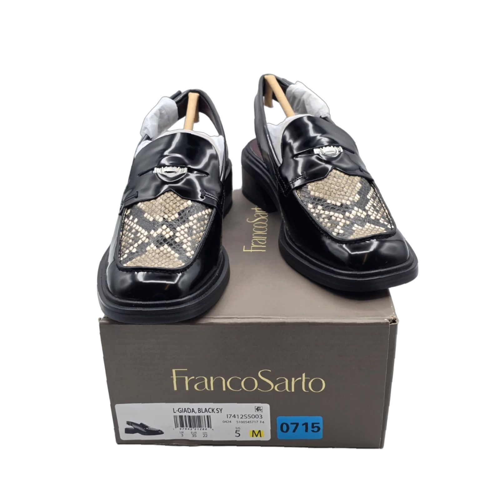 Franco Sarto Franco Sarto NIB Women’s Giada Slingback Loafer - Black/Snake - Size 5M - M Size US 5 / IT 35 - 1 Thumbnail