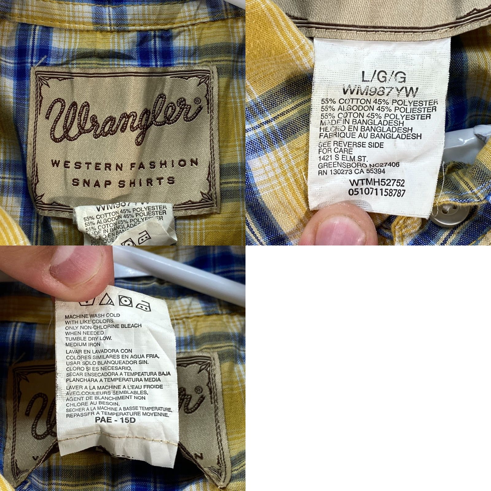 Wrangler VINTAGE Wrangler Cowboy Western Short Sleeve Pearl Snap Yellow Striped Shirt Mens Size L Size US L / EU 52-54 / 3 - 8 Thumbnail