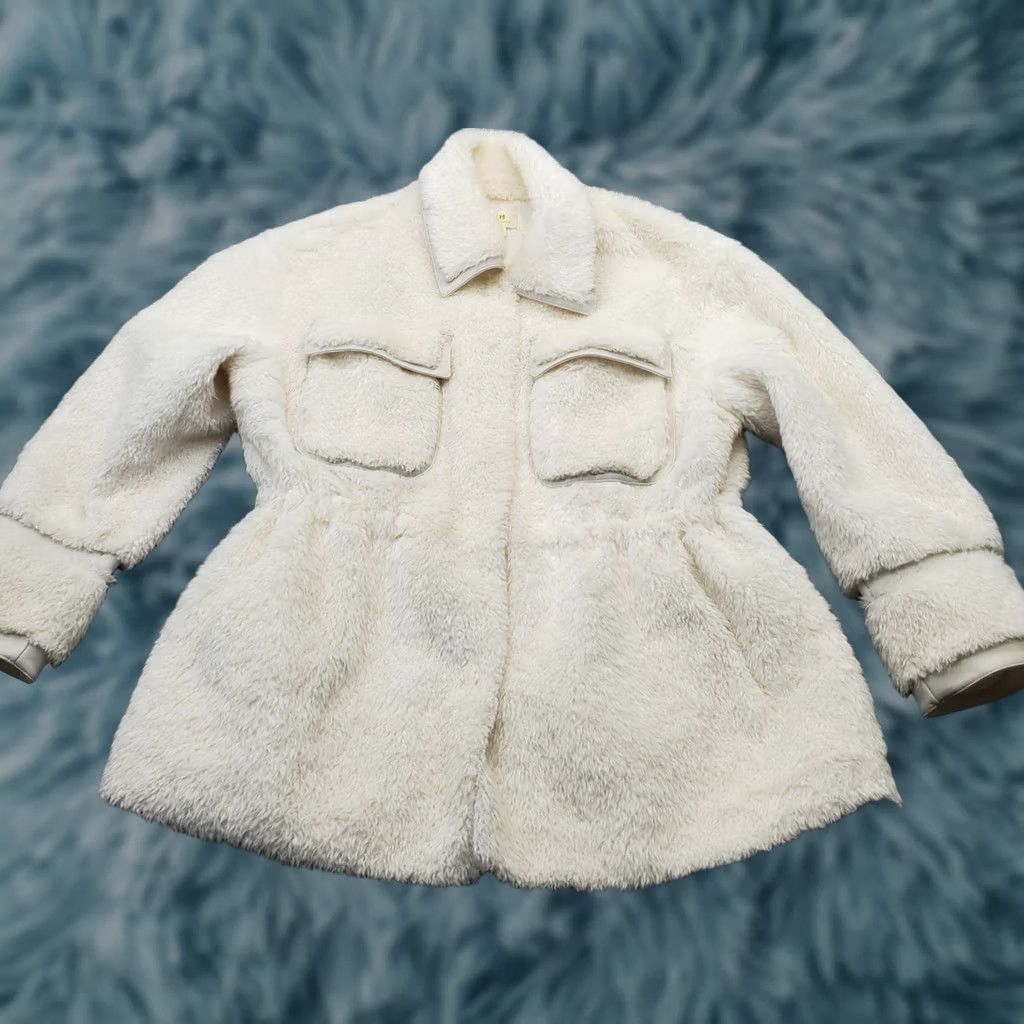 Vintage Maeve by Anthropologie Womens Jacket S Tan Cinch Waist Faux Fur Jacket Tan 100% Polyester Short Sleeve Pocket Mock Slim Fit Womens Size S Size S / US 4 / IT 40 - 1 Thumbnail