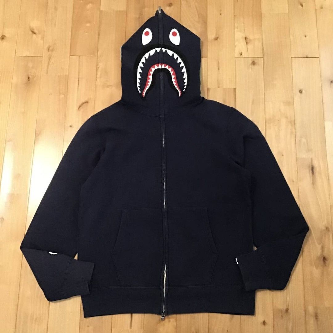 Bape BAPE WGM Shark Full Zip Hoodie Navy a bathing ape Size US L / EU 52-54 / 3 - 1 Thumbnail