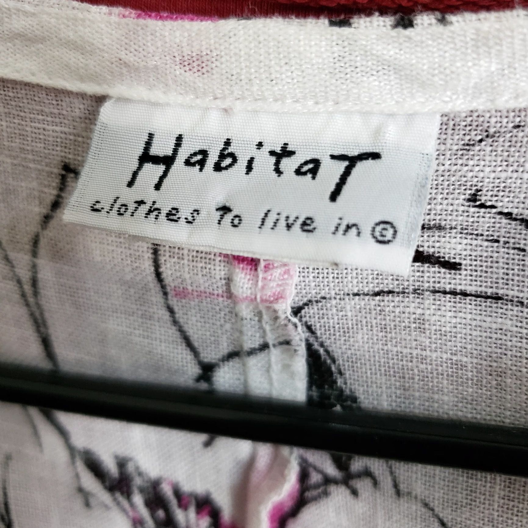 Habitat Habitat Womens Blouse 3/4 Sleeve Floral Linen White S Small Sheer Pink Black Victory 90s Vars? Size S / US 4 / IT 40 - 7 Thumbnail