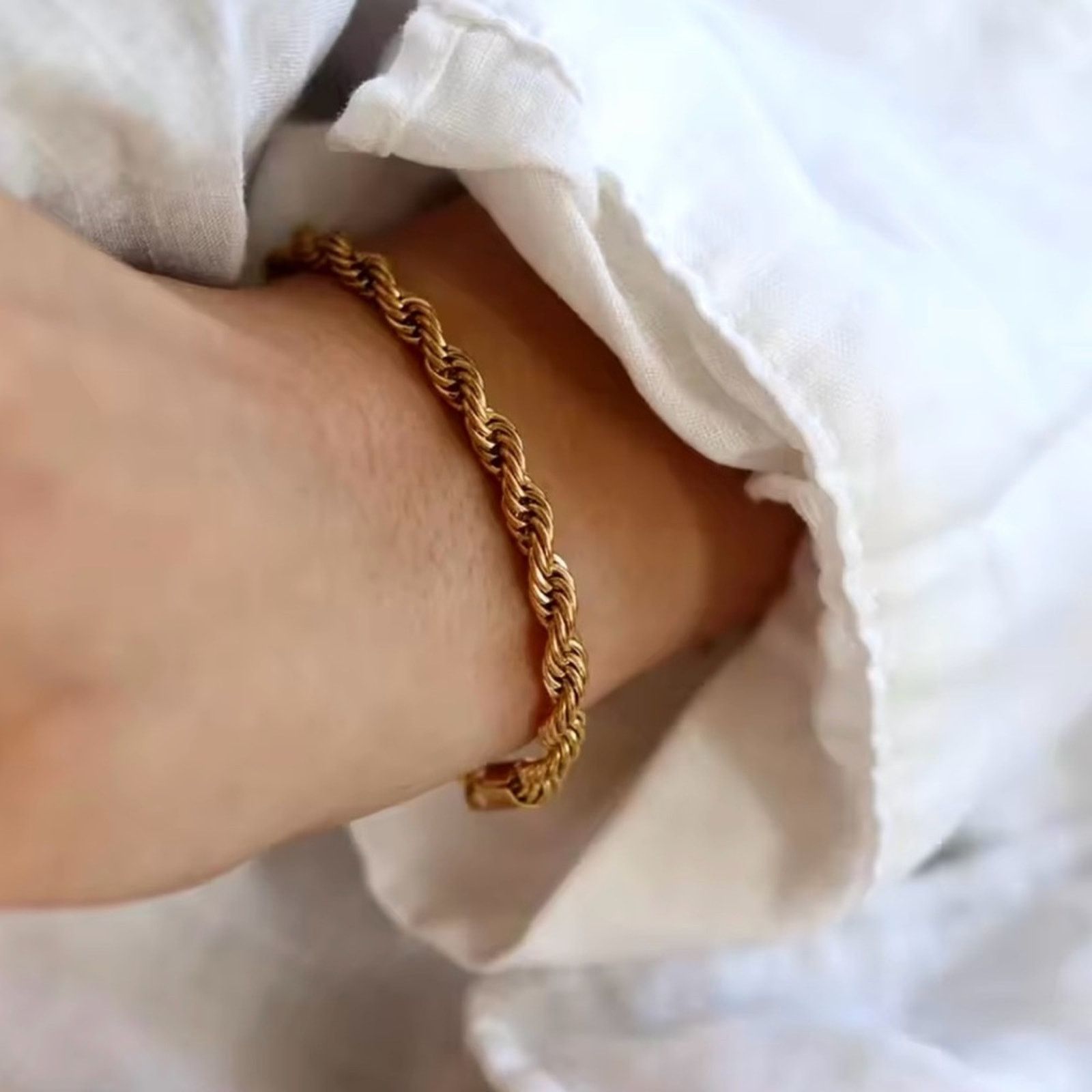 Other 5mm Stainless Steel Twisted Rope Chain Bracelets for Men Size ONE SIZE - 3 Thumbnail