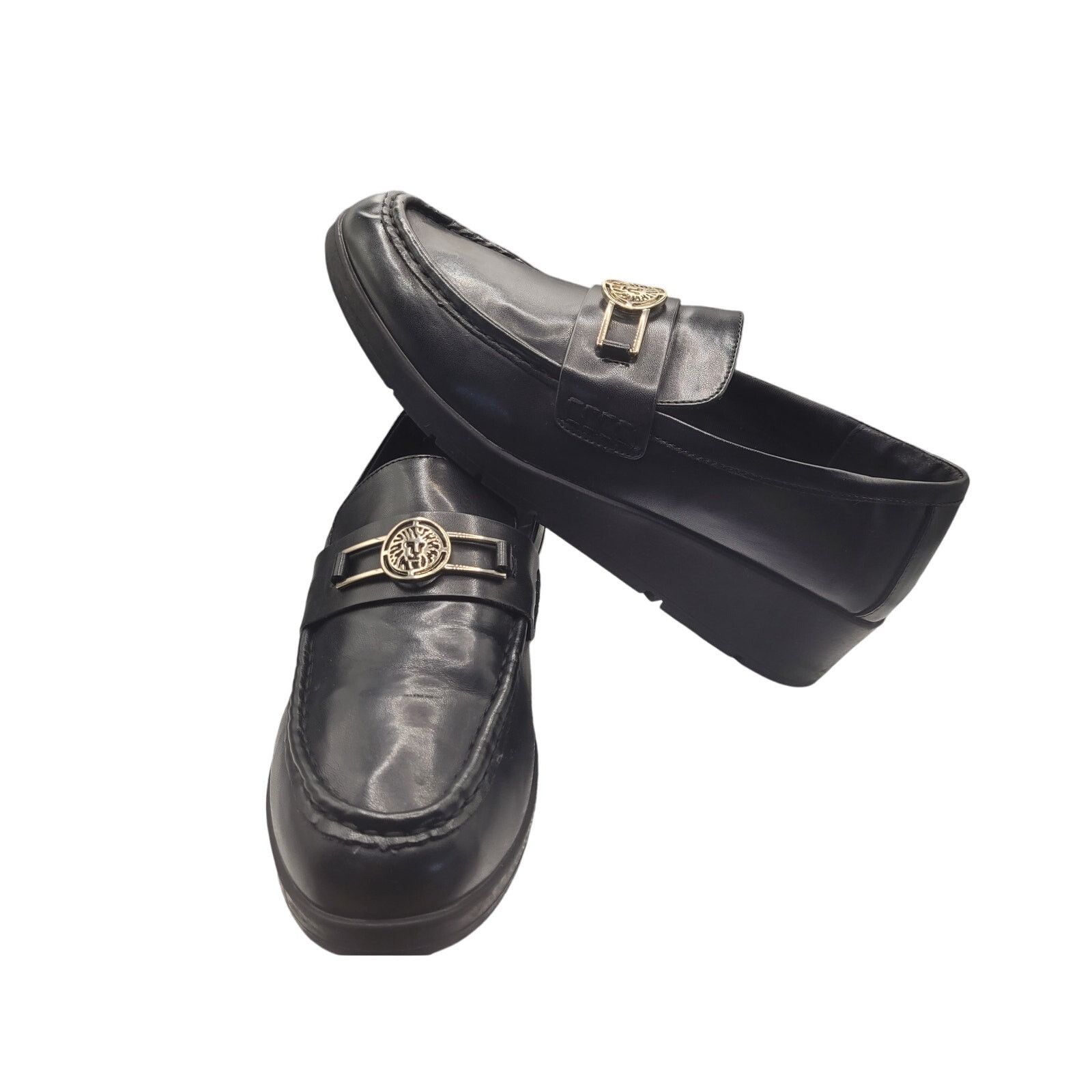 Anne Klein Anne Klein Black Loafers Flex Slip On Gold Emblem Sz 9.5 Size US 9.5 / IT 39.5 - 3 Thumbnail