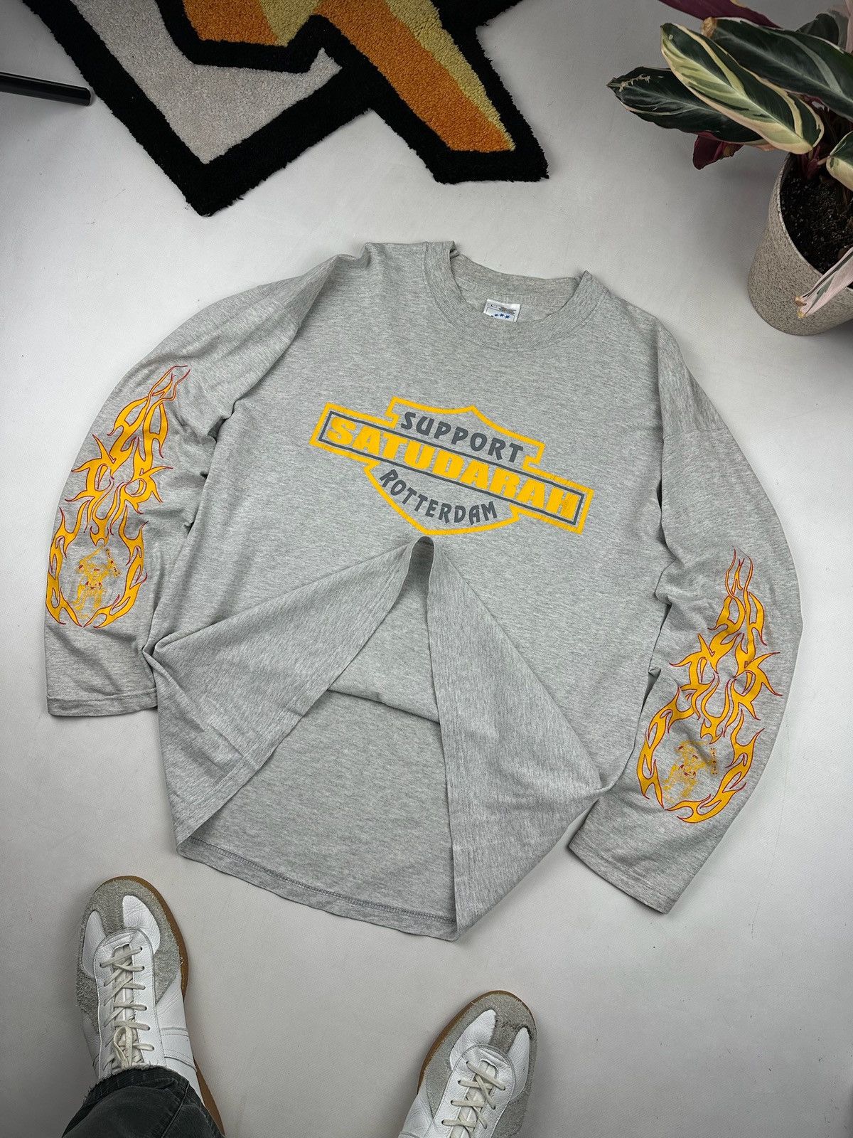 Japanese Brand Japan Y2K 00s Harley Davidson Style Tribal Long Sleeve flame Size US L / EU 52-54 / 3 - 1 Thumbnail