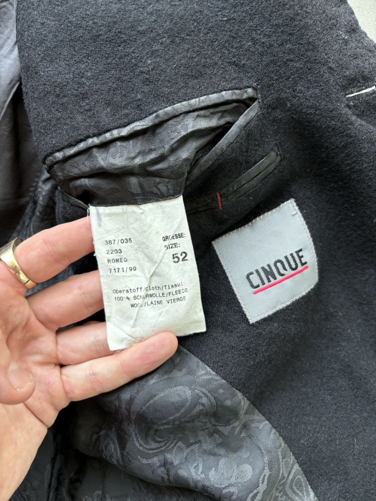 Designer × Other Clinique Black Wool Sports Coat 3 Button Blazer Corduroy 52 Size 44S - 4 Thumbnail