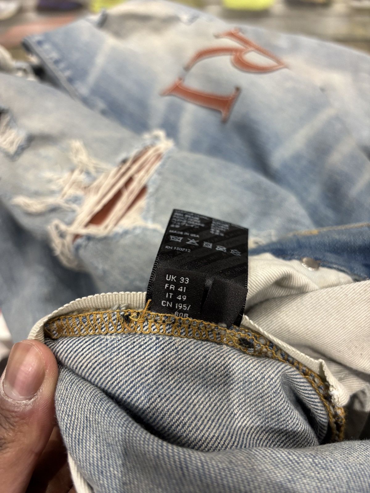 Amiri Amiri Clay Indigo Leather Stitch Logo Jeans Size: 33 Size US 33 - 8 Thumbnail