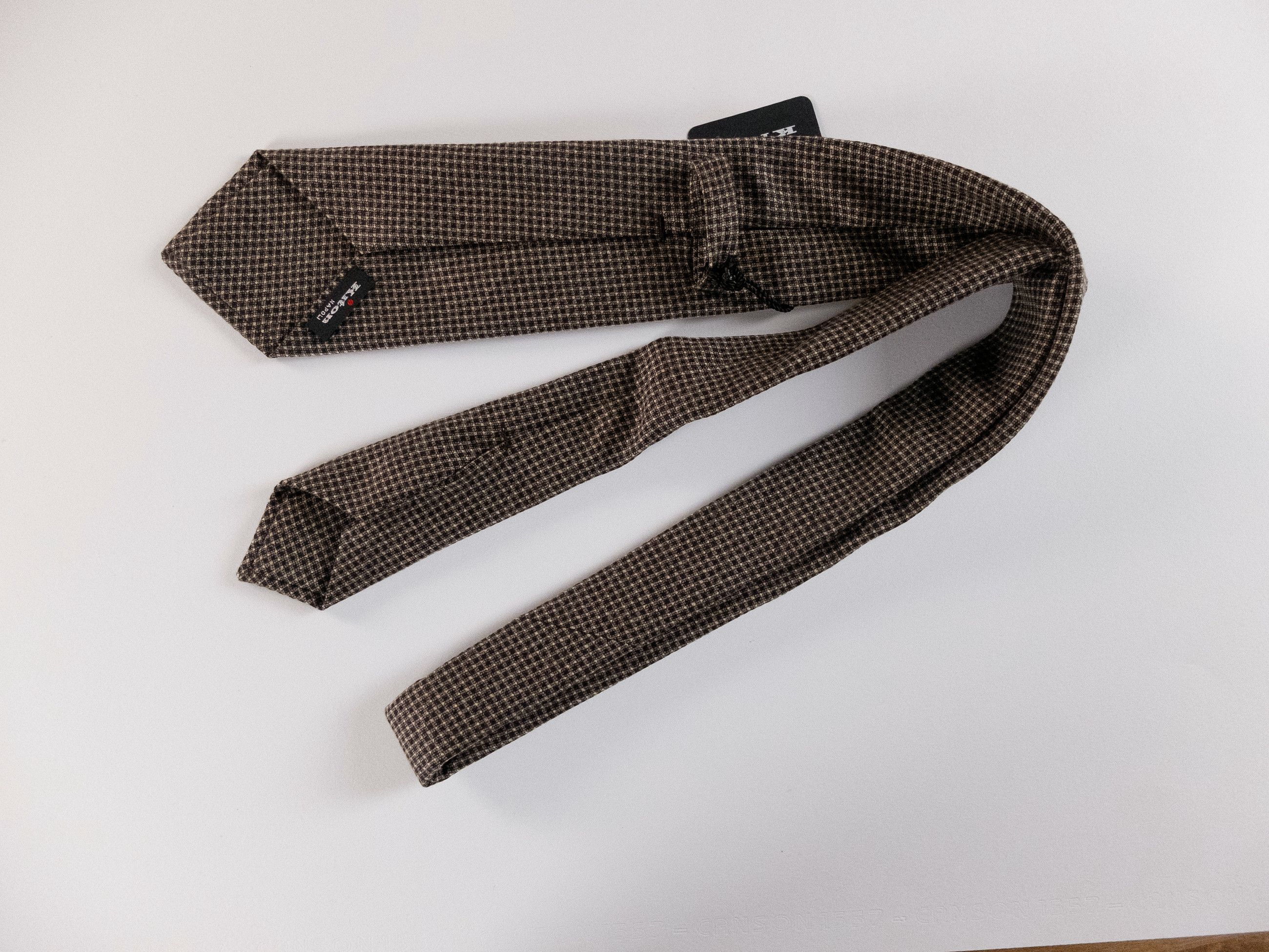 Kiton KITON hand made 7 fold brown wool silk tie NWT Italy Size ONE SIZE - 3 Thumbnail