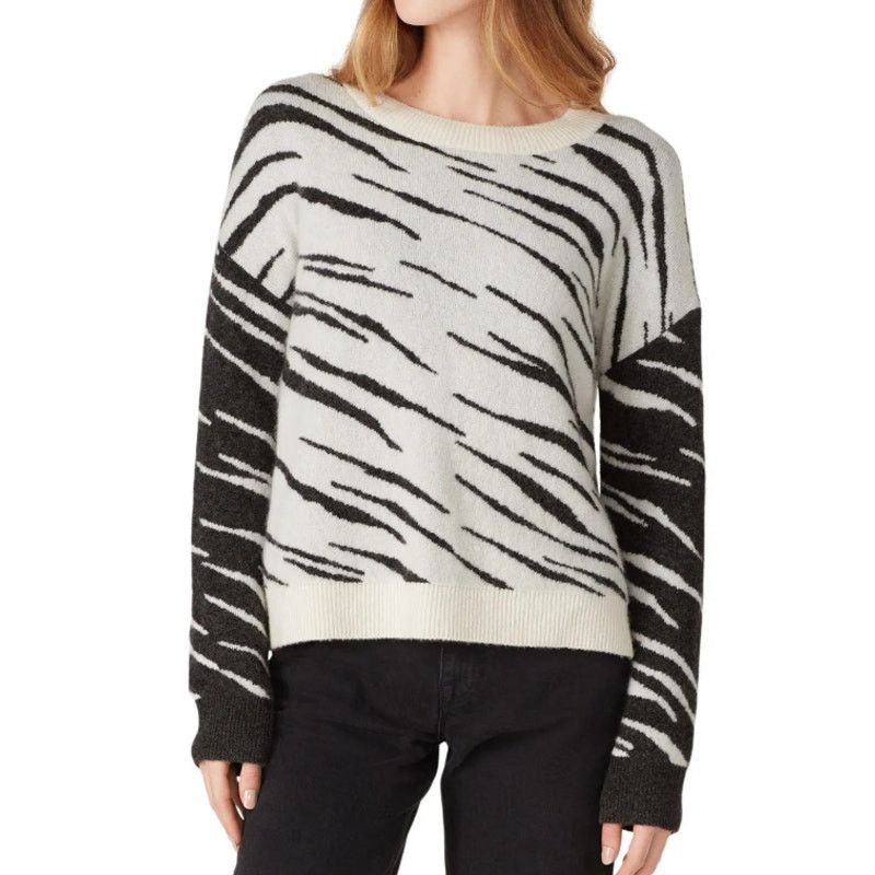 Rails Womens XXL Gray Black White Tiger Stripe Sweater