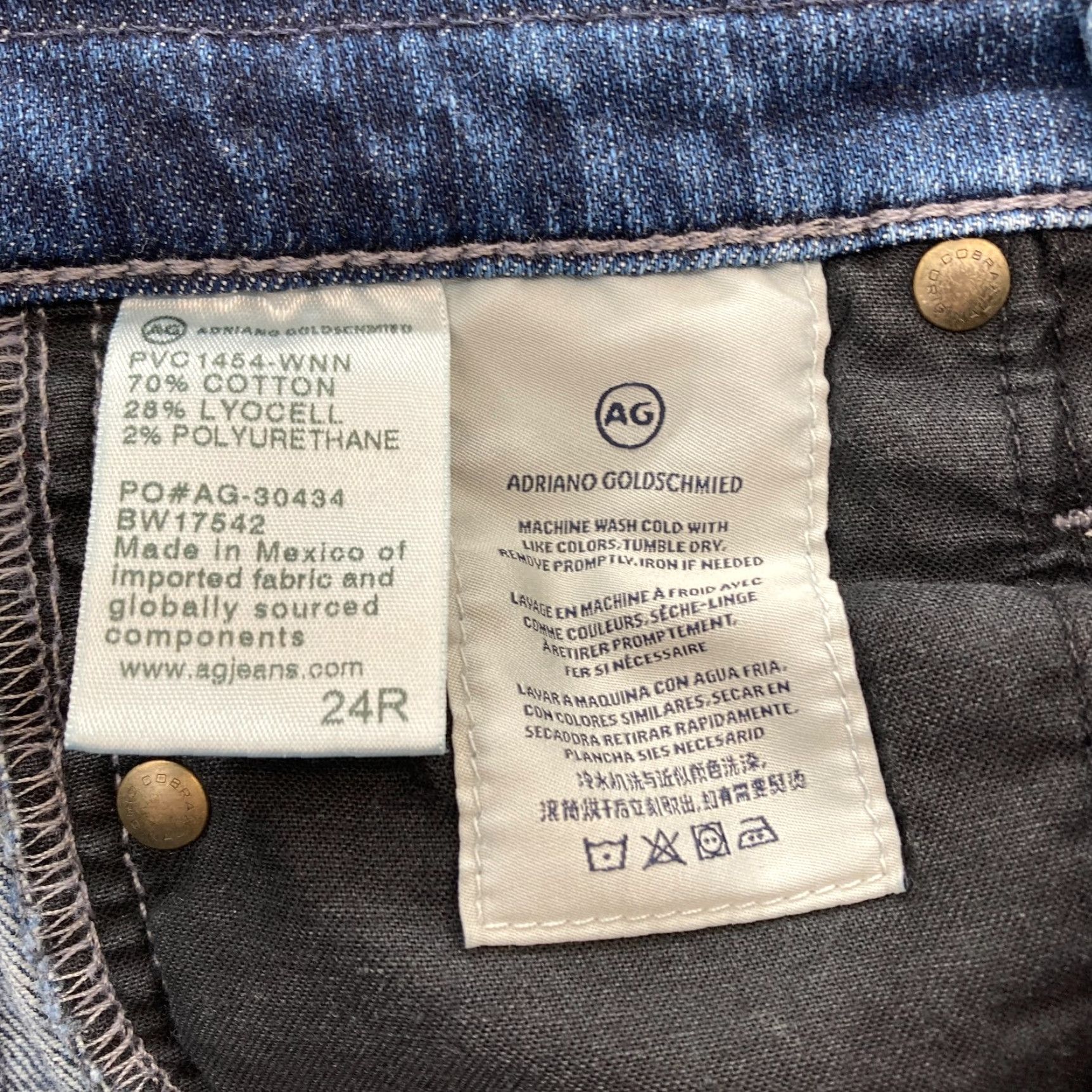 Denime AG Adriano Goldschmied The Beau Women's 24 Slouchy Skinny Blue Denim Distressed Jeans Size ONE SIZE - 6 Thumbnail