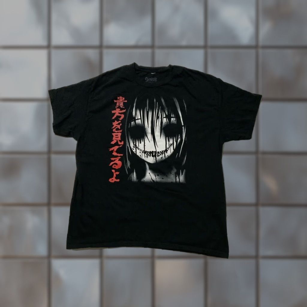 Vintage VINTAGE Spencer’s Horror Ghost Anime Kanji Black S/S Crewneck T-Shirt XL Mens Size US XL / EU 56 / 4 - 1 Thumbnail