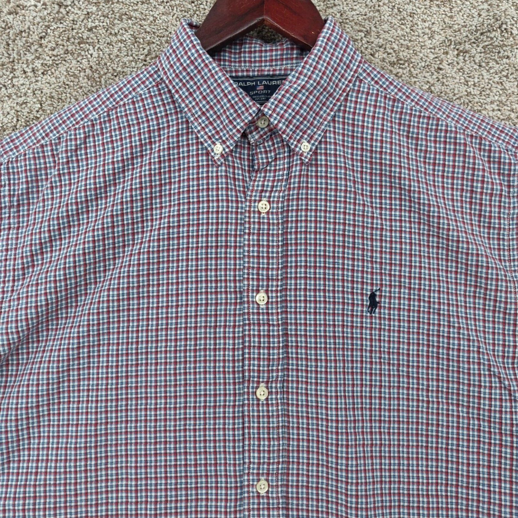 Polo Ralph Lauren Ralph Lauren Polo Shirt Mens L Plaid Short Sleeve Button-Up Embroidered Pony Nike Size US L / EU 52-54 / 3 - 2 Thumbnail