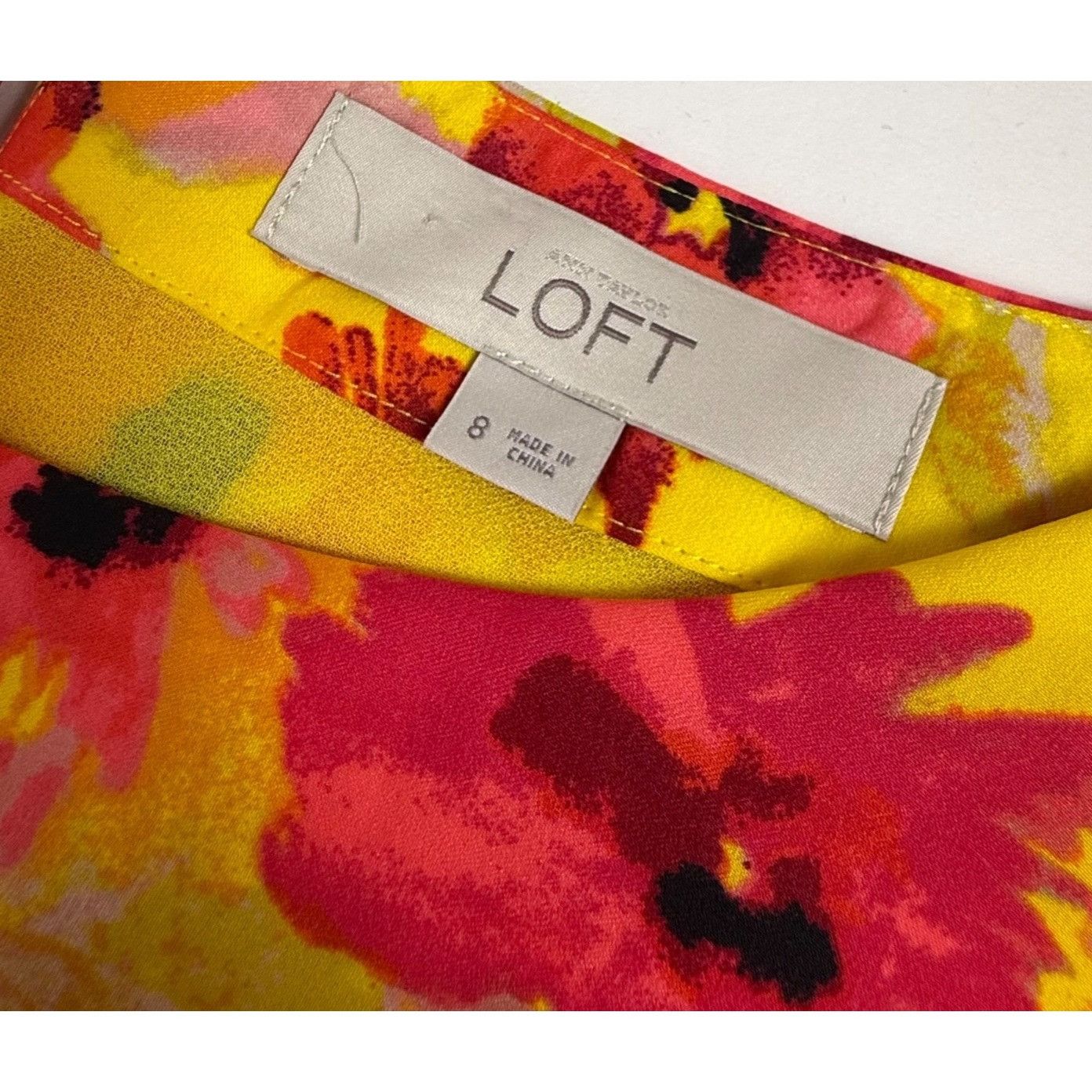 Loft LOFT Women's Pink & Yellow Floral Print Sleeveless Shift Dre Size M / US 6-8 / IT 42-44 - 2 Thumbnail