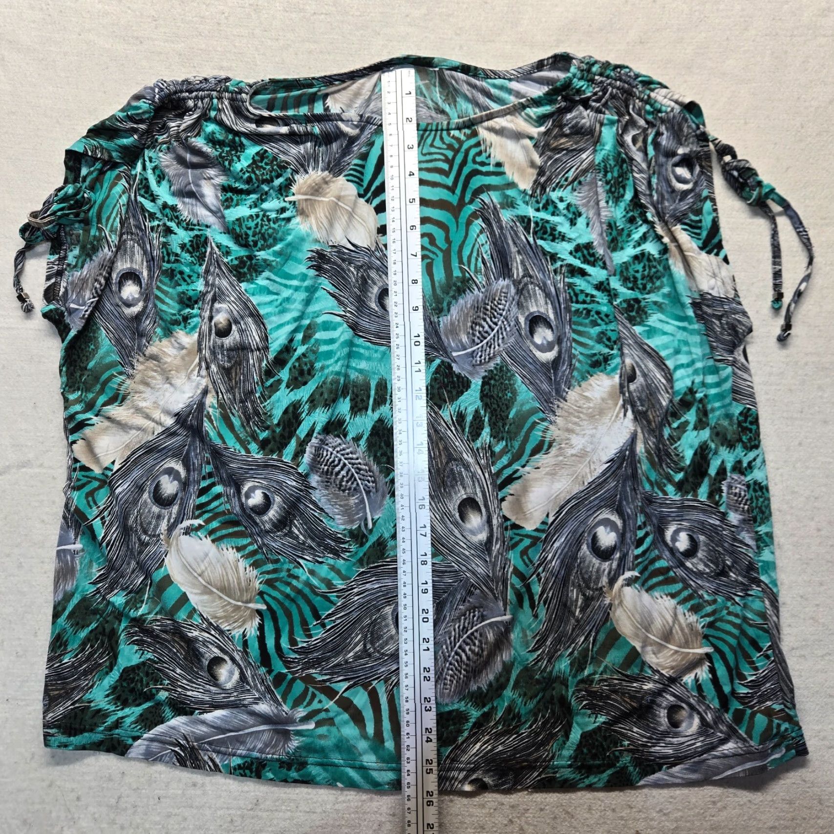 Vintage All over Peacock Feather Print Shirt Short Sleeve Adult Woman's Size 2XL XXL Size XXL / US 16-18 / IT 52-54 - 5 Thumbnail