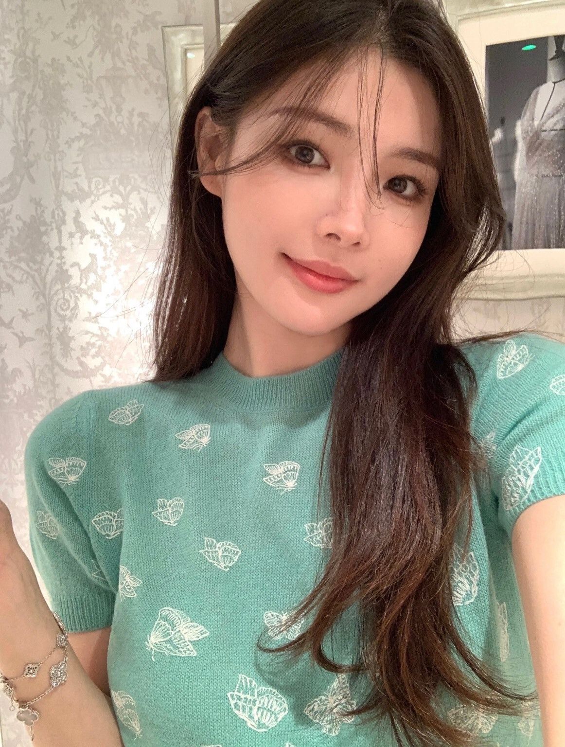 Dior Dior Mint Green Butterfly Embroidery Knit Top Size XS / US 0-2 / IT 36-38 - 1 Thumbnail