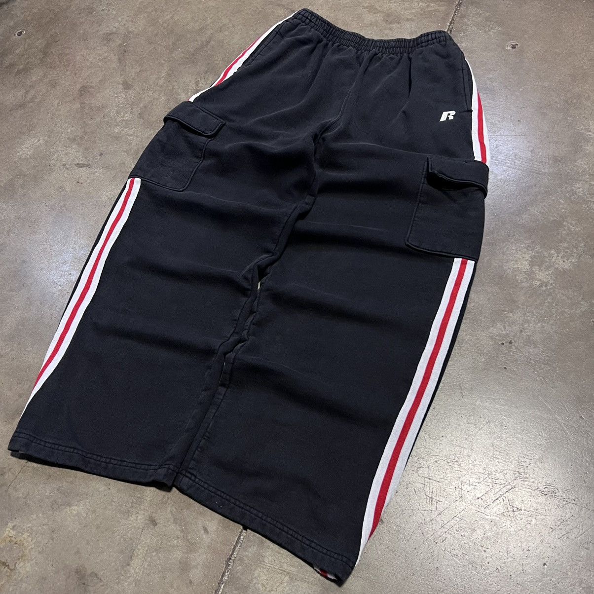 Russell Athletic × Vintage Vintage Y2K Russell Athletic Baggy Sweatpants Striped Cargo Size US 27 - 2 Thumbnail