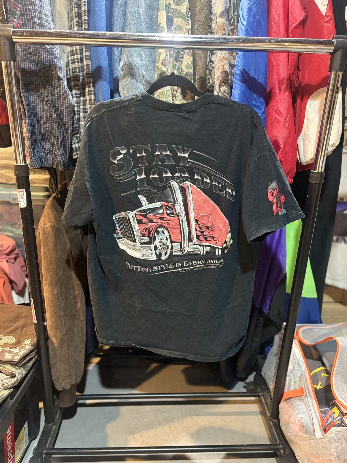 Vintage Stay Loaded Red & Chrome Truck Tee Size US XL / EU 56 / 4 - 1 Thumbnail