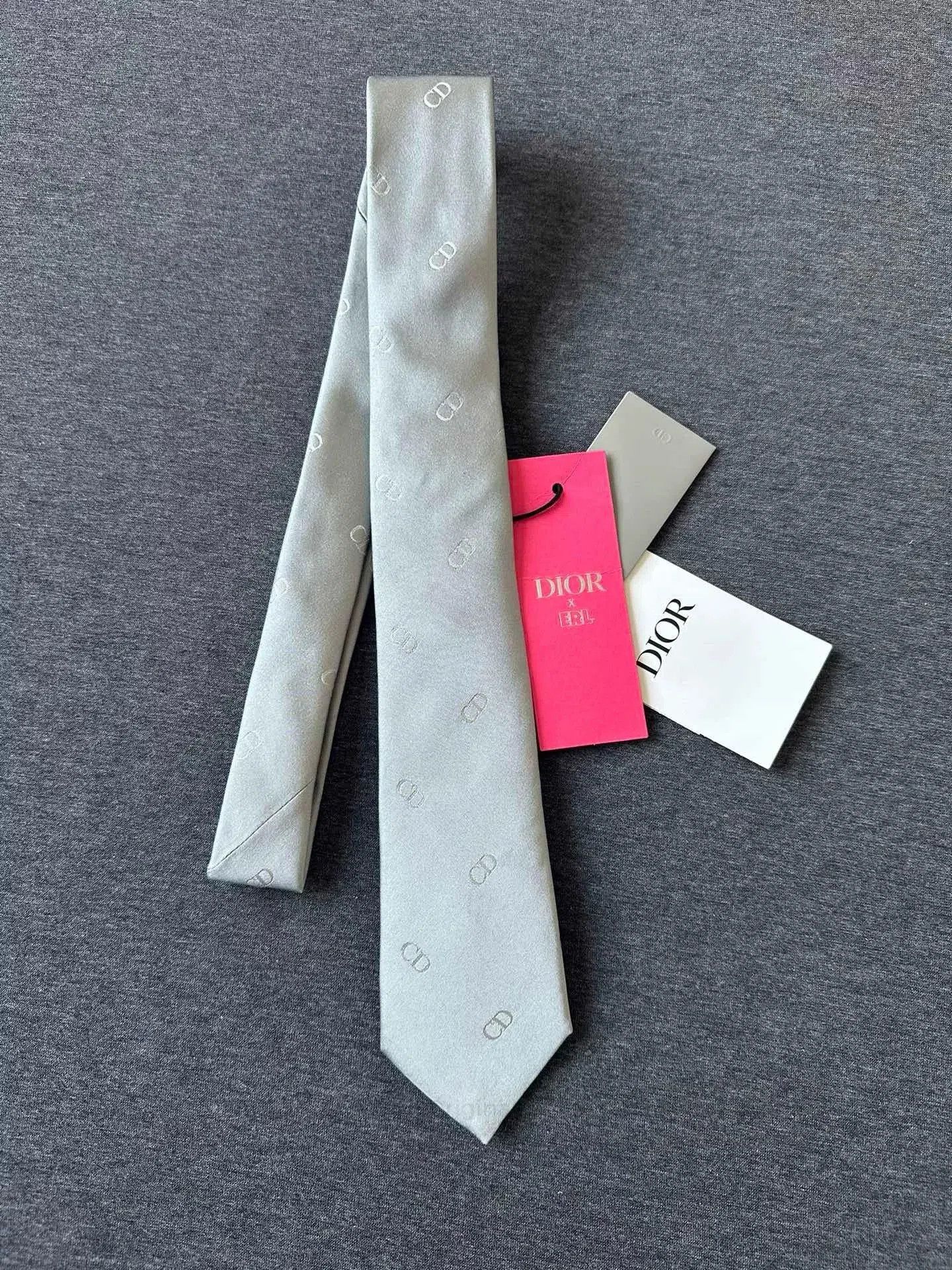 Dior Dior Gray CD Logo Silk Tie. Size ONE SIZE - 2 Thumbnail