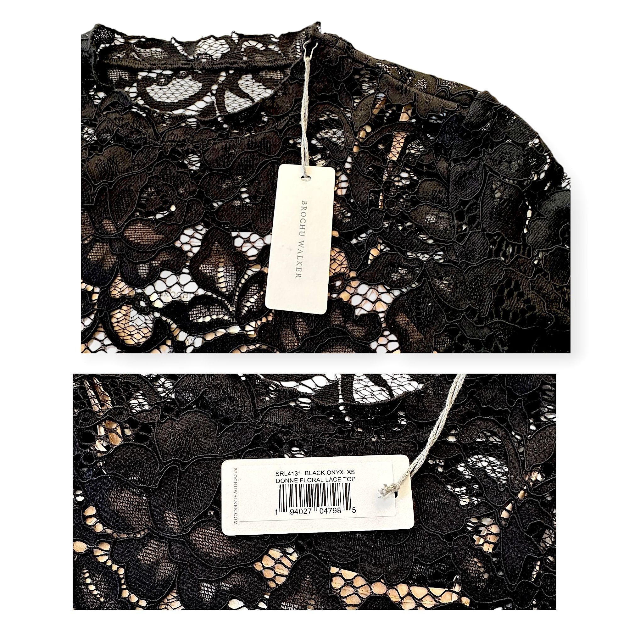 Brochu Walker Brochu Walker Donne Crewneck Floral Lace Top Black Size XS Size XS / US 0-2 / IT 36-38 - 4 Thumbnail