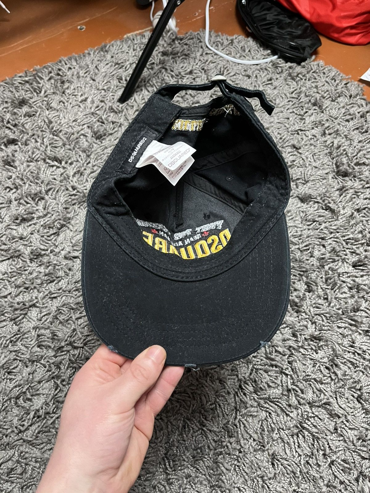 Dsquared2 Dsquared2 "Fight For Freedom" Distressed Baseball Cap Black Size ONE SIZE - 6 Thumbnail