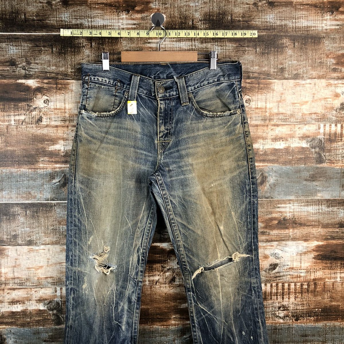 Levi's Levis 502 Blue faded ripped vintage jeans Denim Pants #A2608 Size US 33 - 2 Thumbnail