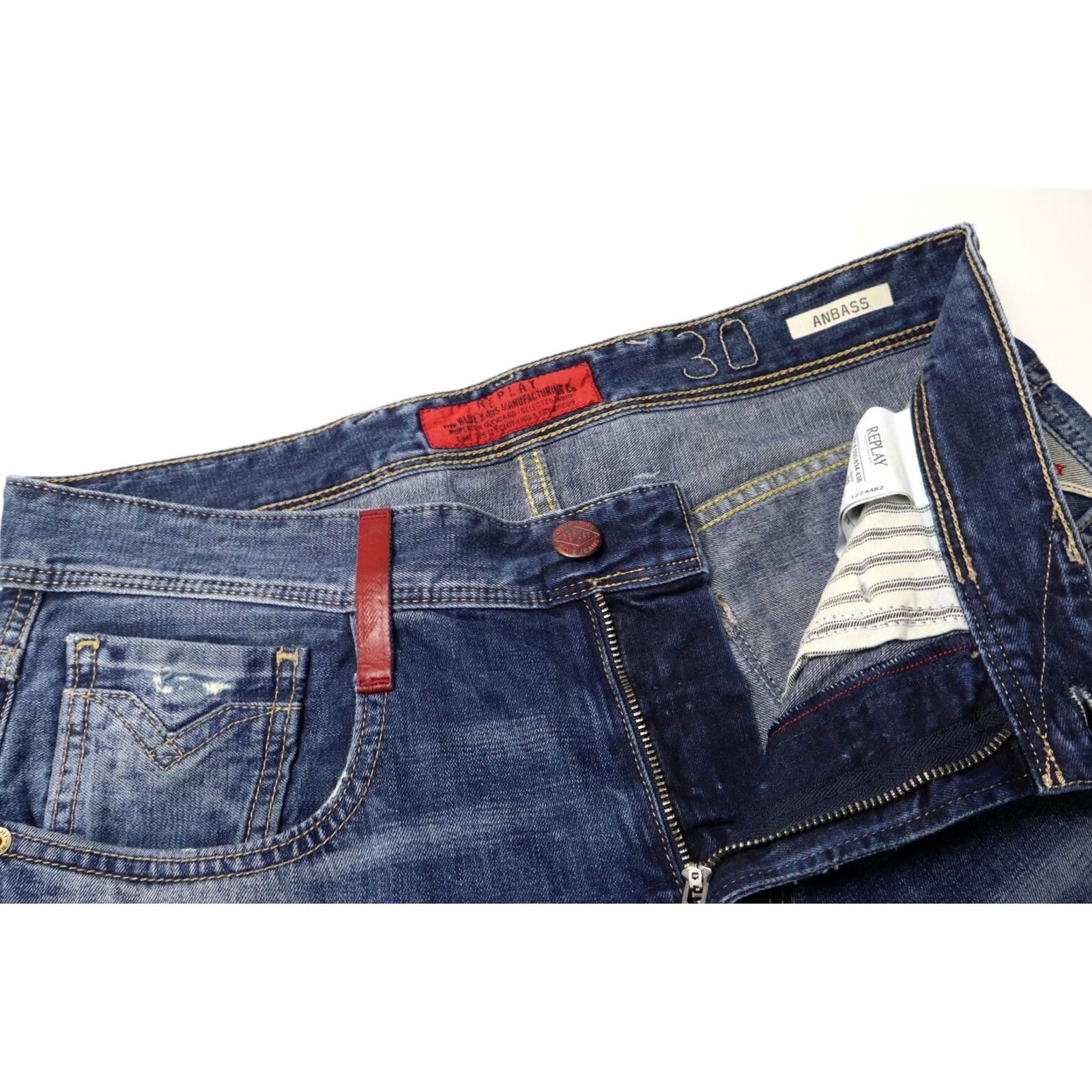 Replay REPLAY Jeans Men's W30/L32 Slim Fit Distressed Faded Whiskers Zip Fly Size US 30 / EU 46 - 4 Thumbnail